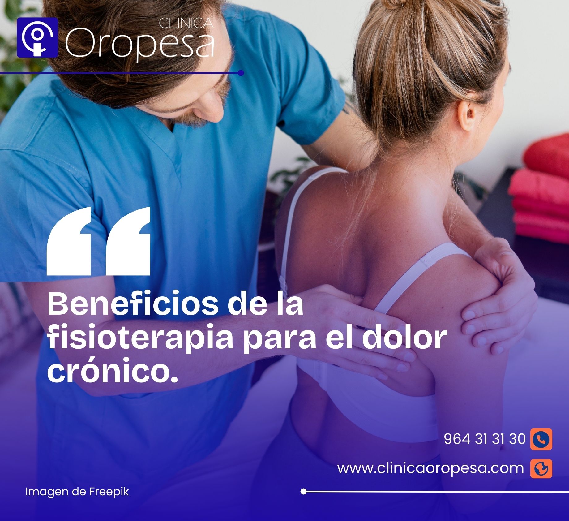 Tratamientos de fisioterapia para aliviar el dolor crónico y tratar problemas musculares o articulares graves en Oropesa del Mar.
